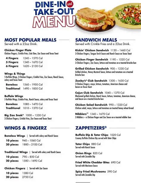 zaxby's menu|zaxbys menu in order.